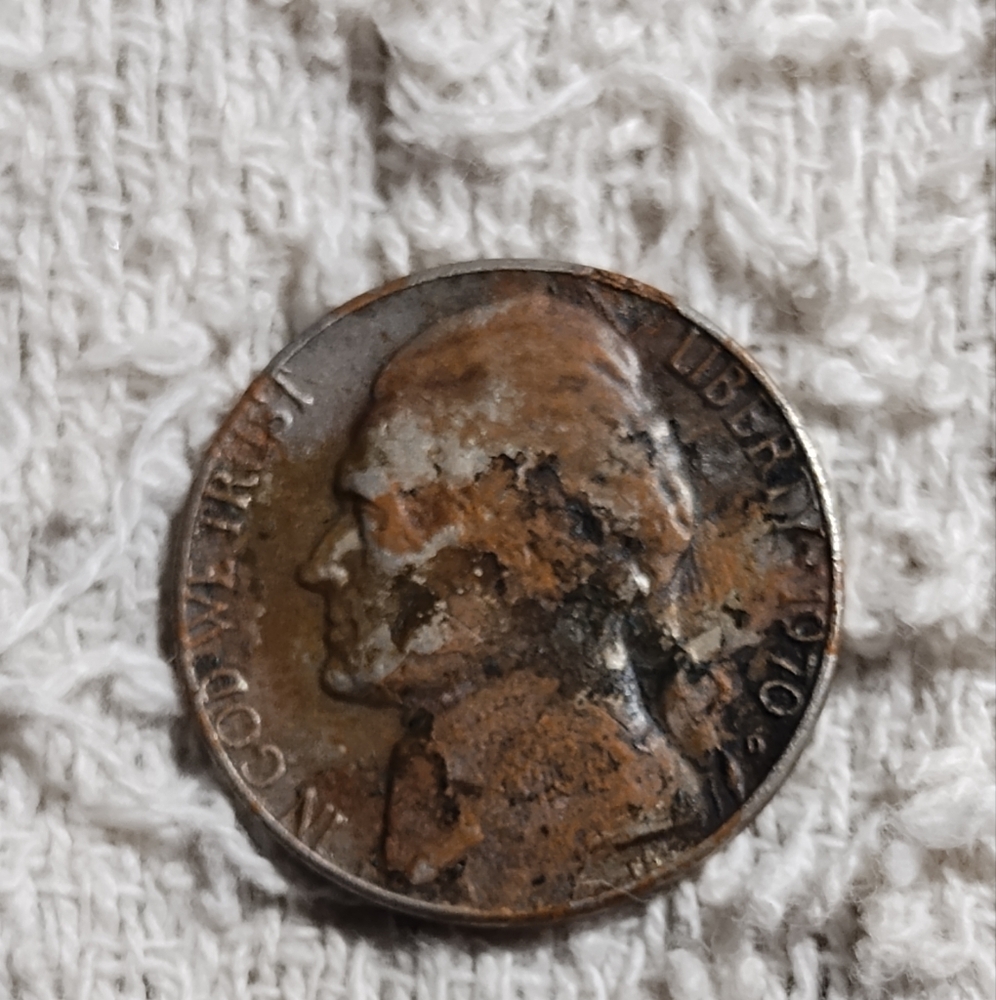 1970 P/D Jefferson penny nickel.